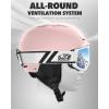 imageFindway Ski Helmet Set Snowboard Helmet with Goggles for Adults Shockproof Safety Durable ABS Shell and Protective EPS Foam Inner Shell Snow Sports Helmet and Glasses for Men Women YouthPink