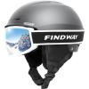 imageFindway Ski Helmet Set Snowboard Helmet with Goggles for Adults Shockproof Safety Durable ABS Shell and Protective EPS Foam Inner Shell Snow Sports Helmet and Glasses for Men Women YouthTGray