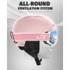 imageFindway Ski Helmet Set Snowboard Helmet with Goggles for Adults Shockproof Safety Durable ABS Shell and Protective EPS Foam Inner Shell Snow Sports Helmet and Glasses for Men Women YouthPink