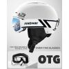 imageFindway Ski Helmet Set Snowboard Helmet with Goggles for Adults Shockproof Safety Durable ABS Shell and Protective EPS Foam Inner Shell Snow Sports Helmet and Glasses for Men Women YouthEWhite