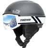 imageFindway Ski Helmet Set Snowboard Helmet with Goggles for Adults Shockproof Safety Durable ABS Shell and Protective EPS Foam Inner Shell Snow Sports Helmet and Glasses for Men Women YouthTGray