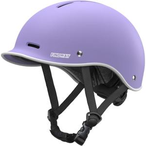 imageFindway Pro Bike Helmet for AdultsAdjustable Cycling Helmet for Men ampamp Women Safety Certified Bicycle Helmet for Commuting Road Biking Skating with Adjustable DialVioletWhite
