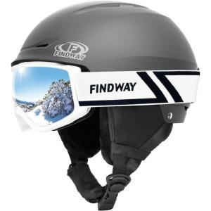 imageFindway Ski Helmet Set Snowboard Helmet with Goggles for Adults Shockproof Safety Durable ABS Shell and Protective EPS Foam Inner Shell Snow Sports Helmet and Glasses for Men Women YouthTGray