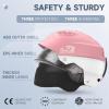 imageFindway Pro Ski Helmet Goggle Compatible Snowboard HelmetSafetyCertified ampamp Removable Liners Shockproof and Lightweight Snow Sports Helmet for Men Women ampamp YouthWhite Pink
