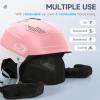 imageFindway Pro Ski Helmet Goggle Compatible Snowboard HelmetSafetyCertified ampamp Removable Liners Shockproof and Lightweight Snow Sports Helmet for Men Women ampamp YouthWhite Pink