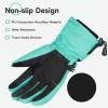 imagefindway Kids Ski Gloves Warm Waterproof Winter Snow Gloves for Cold Weather Touchscreen Fingers Breathable Snowboard Gloves for Boys Girls Toddler Outdoor Gloves GiftsGreen