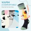 imagefindway Kids Ski Socks 2 Pairs Kneehigh Warm Thermal Winter Snowboard Socks for Girls Boys Toddler2 Packpandablue Cat