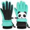 imagefindway Kids Ski Gloves Warm Waterproof Winter Snow Gloves for Cold Weather Touchscreen Fingers Breathable Snowboard Gloves for Boys Girls Toddler Outdoor Gloves GiftsGreen