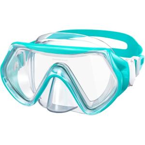 imageKids Swim Goggles for Age 314 Snorkel Diving Mask AntiFog Clear View Swim Mask with Nose Cover for Child Boys GirlsGreen