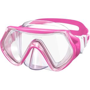 imageKids Swim Goggles for Age 314 Snorkel Diving Mask AntiFog Clear View Swim Mask with Nose Cover for Child Boys GirlsRose Pink