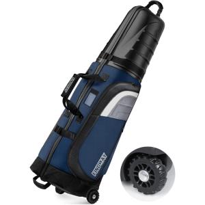 imagefindway Golf Travel Bags for Airlines with Wheels and ABS Hard Case Top Protect Your Clubs Waterproof 1680D Oxford Fabric and Oversize Tank Wheels Lightweight and Easy to ManeuverBlue