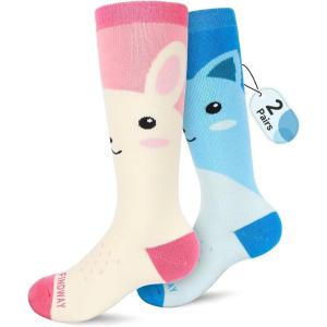 imagefindway Kids Ski Socks 2 Pairs Kneehigh Warm Thermal Winter Snowboard Socks for Girls Boys Toddler2 Packrabicat