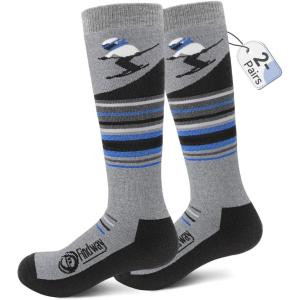 imagefindway Kids Ski Socks Merino Wool 2 or 3 Pairs Winter Warm SocksSnowboarding Thermal Socks for Boys Girls 316 Years2 Pairsgraygray