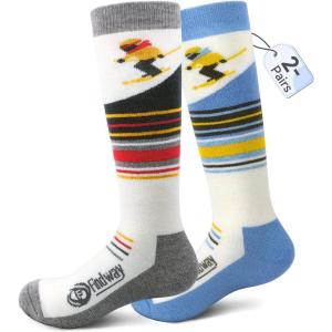 imagefindway Kids Ski Socks Merino Wool 2 or 3 Pairs Winter Warm SocksSnowboarding Thermal Socks for Boys Girls 316 Years2 Pairsredblue