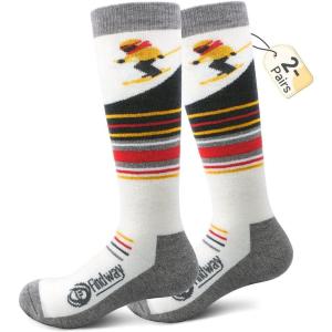 imagefindway Kids Ski Socks Merino Wool 2 or 3 Pairs Winter Warm SocksSnowboarding Thermal Socks for Boys Girls 316 Years2 Pairsredred