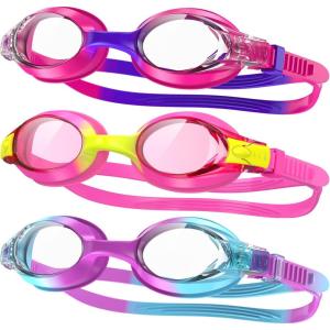 imagefindway Kids Swim Goggles Kids Swimming Goggles Antifog No Leaking Girls Boys for Age 3143 Packrose RedPinkCyan