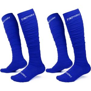 imagefindway Scrunch Football Socks 2 Pairs Extra Long Padded Soccer Socks Compression Long Socks Athletic Socks for Men ampamp BoysBlue  Blue