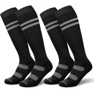imagefindway Ski Socks 23 Pairs Snowboarding and Skiing Socks OTC NonSlip Cuff Winter Thermal Warm Socks for Men ampamp WomenBlack  Black