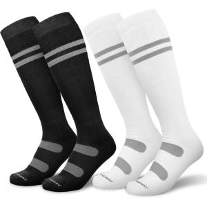 imagefindway Ski Socks 23 Pairs Snowboarding and Skiing Socks OTC NonSlip Cuff Winter Thermal Warm Socks for Men ampamp WomenBlack  White