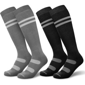 imagefindway Ski Socks 23 Pairs Snowboarding and Skiing Socks OTC NonSlip Cuff Winter Thermal Warm Socks for Men ampamp WomenGrey  Black