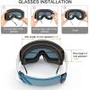 imagefindway Kids Ski Goggles Kids Snow Snowboard Goggles for Boys Girls Youth OTGBlack Frame Sapphire Blue Lens