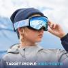 imagefindway Kids Ski Goggles Kids Snow Snowboard Goggles for Boys Girls Youth OTGBlack Frame Sapphire Blue Lens