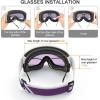 imagefindway Kids Ski Goggles Kids Snow Snowboard Goggles for Boys Girls Youth OTGWhite Frame Purple Silver Lensvlt 25