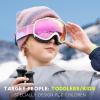 imagefindway Kids Ski Goggles Kids Snowboard Goggles for Boys Girls Toddler age 312White Frame Pink Silver Lensvlt 21