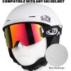 imagefindway Kids Ski Goggles for Boys Girls YouthOTG AntiFog Over Glasses Kids SnowSnowboard GogglesBlack Framerevo Red Lens Vlt 96