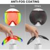 imagefindway Kids Ski Goggles for Boys Girls YouthOTG AntiFog Over Glasses Kids SnowSnowboard GogglesBlack Framerevo Red Lens Vlt 96