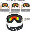 imagefindway Kids Ski Goggles for Boys Girls YouthOTG AntiFog Over Glasses Kids SnowSnowboard GogglesBlack Framerevo Red Lens Vlt 96
