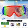 imagefindway Kids Ski Goggles for Boys Girls YouthOTG AntiFog Over Glasses Kids SnowSnowboard GogglesBlack Framerevo Red Lens Vlt 96