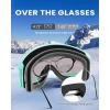 imagefindway Kids Ski Goggles for Boys Girls YouthOTG AntiFog Over Glasses Kids SnowSnowboard GogglesGreen Frame Sliver