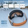 imagefindway Kids Ski Goggles for Boys Girls YouthOTG AntiFog Over Glasses Kids SnowSnowboard GogglesOrange Silver Lensvlt20