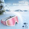 imagefindway Kids Ski Goggles for Boys Girls YouthOTG AntiFog Over Glasses Kids SnowSnowboard GogglesRevo Pink Lensvlt39