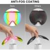 imagefindway Kids Ski Goggles for Boys Girls YouthOTG AntiFog Over Glasses Kids SnowSnowboard GogglesWhite Framerevo Pink Lens Vlt 46