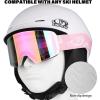 imagefindway Kids Ski Goggles for Boys Girls YouthOTG AntiFog Over Glasses Kids SnowSnowboard GogglesWhite Framerevo Pink Lens Vlt 46