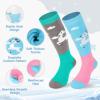 imagefindway Kids Ski Socks 2 Pairs Thermal Thick Warm Winter Cozy Socks for Skiing Snowboarding Boys Girls2pgreenpurple