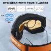 imagefindway Ski Goggles OTG  Over Glasses SnowSnowboard Goggles for Men Women ampamp Youth  100 UV ProtectionA8black Frame Orange Lens20