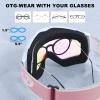 imagefindway Ski Goggles OTG  Over Glasses SnowSnowboard Goggles for Men Women ampamp Youth  100 UV ProtectionB10white Frame Revo Pink Lens46