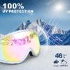 imagefindway Ski Goggles OTG  Over Glasses SnowSnowboard Goggles for Men Women ampamp Youth  100 UV ProtectionB10white Frame Revo Pink Lens46