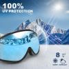 imagefindway Ski Goggles OTG  Over Glasses SnowSnowboard Goggles for Men Women ampamp Youth  100 UV ProtectionC5revo Blue Lens Vlt 8