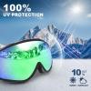 imagefindway Ski Goggles OTG  Over Glasses SnowSnowboard Goggles for Men Women ampamp Youth  100 UV ProtectionC7revo Green Lens Vlt 13