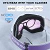 imagefindway Ski Goggles OTG  Over Glasses SnowSnowboard Goggles for Men Women ampamp Youth  100 UV ProtectionE1white FramePurple Lensvlt14