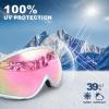 imagefindway Ski Goggles OTG  Over Glasses SnowSnowboard Goggles for Men Women ampamp Youth  100 UV ProtectionE2white FramePink Lensvlt39