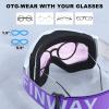 imagefindway Ski Goggles OTG  Over Glasses SnowSnowboard Goggles for Men Women ampamp Youth  100 UV ProtectionPurple LensPurple Frame  Vlt 28