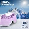 imagefindway Ski Goggles OTG  Over Glasses SnowSnowboard Goggles for Men Women ampamp Youth  100 UV ProtectionPurple LensPurple Frame  Vlt 28