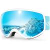 imagefindway Kids Ski Goggles Kids Snowboard Goggles for Boys Girls Toddler age 312White Frame Sapphire Lens