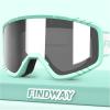 imagefindway Kids Ski Goggles for Boys Girls YouthOTG AntiFog Over Glasses Kids SnowSnowboard GogglesGreen Frame Sliver