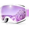 imagefindway Ski Goggles OTG  Over Glasses SnowSnowboard Goggles for Men Women ampamp Youth  100 UV ProtectionPurple LensPurple Frame  Vlt 28